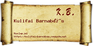 Kulifai Barnabás névjegykártya