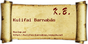 Kulifai Barnabás névjegykártya
